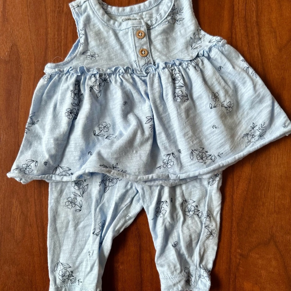 [NWOT] Floral Two-piece in Baby Blue